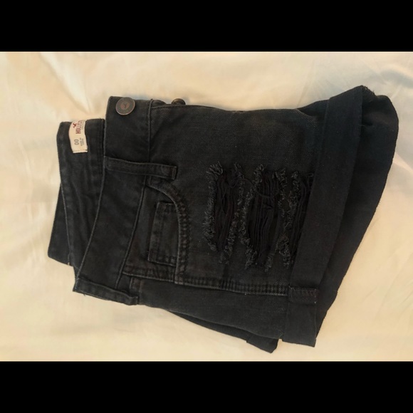 Hollister Black Low Rise Distressed Shorts - Picture 6 of 7